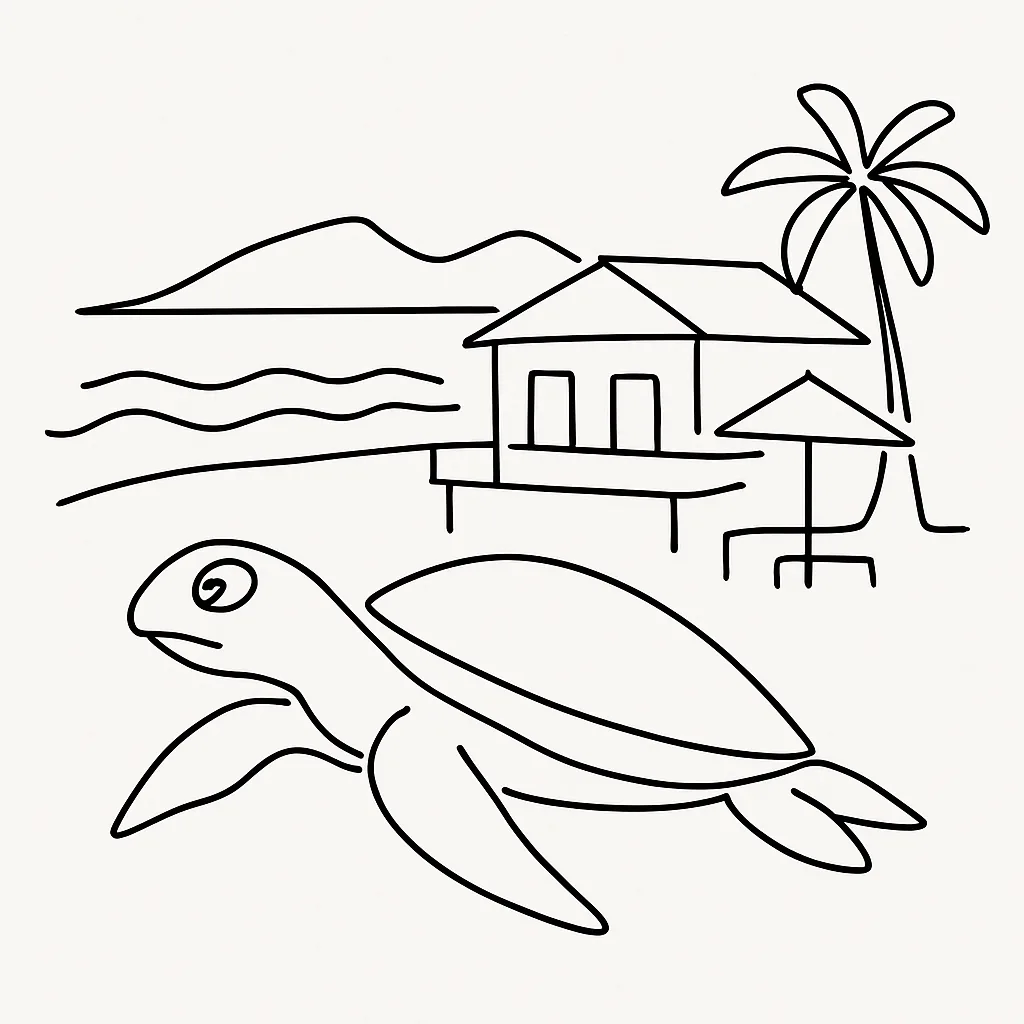 Turtle Beach Resort and Restaurant AI illustration