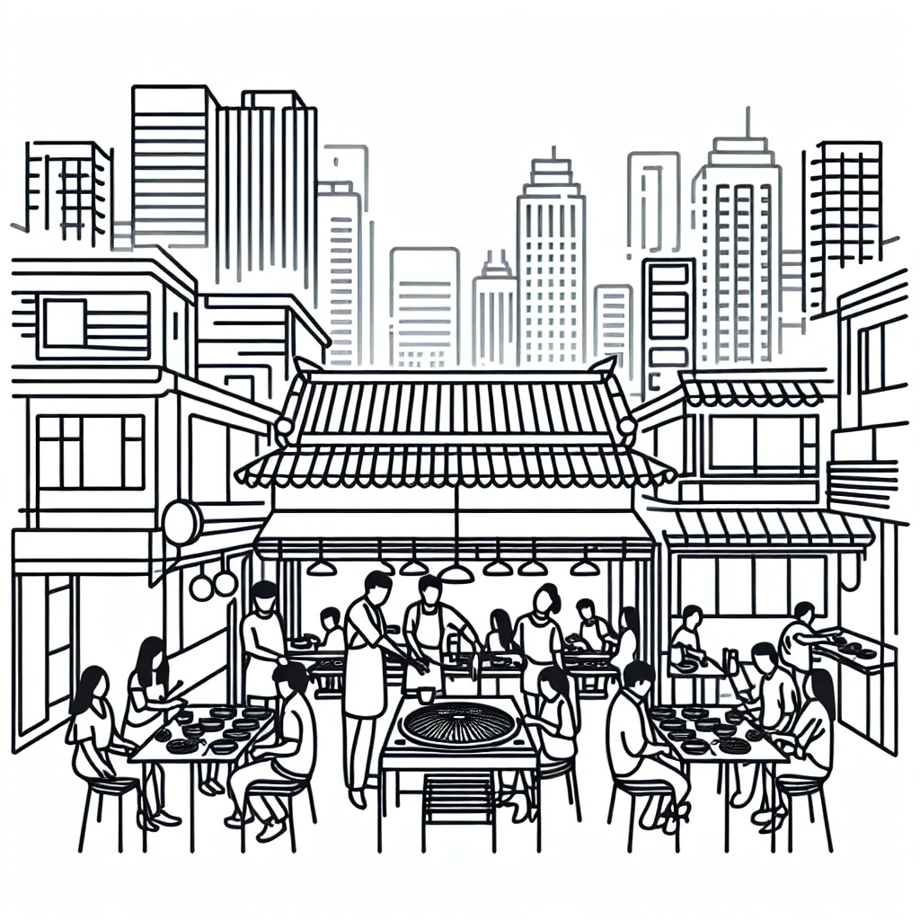 HANKUK SIKTANG (Korean BBQ Restaurant) AI illustration