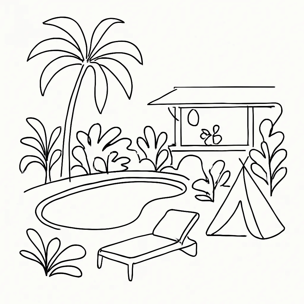 Folk Pool & Gardens AI illustration