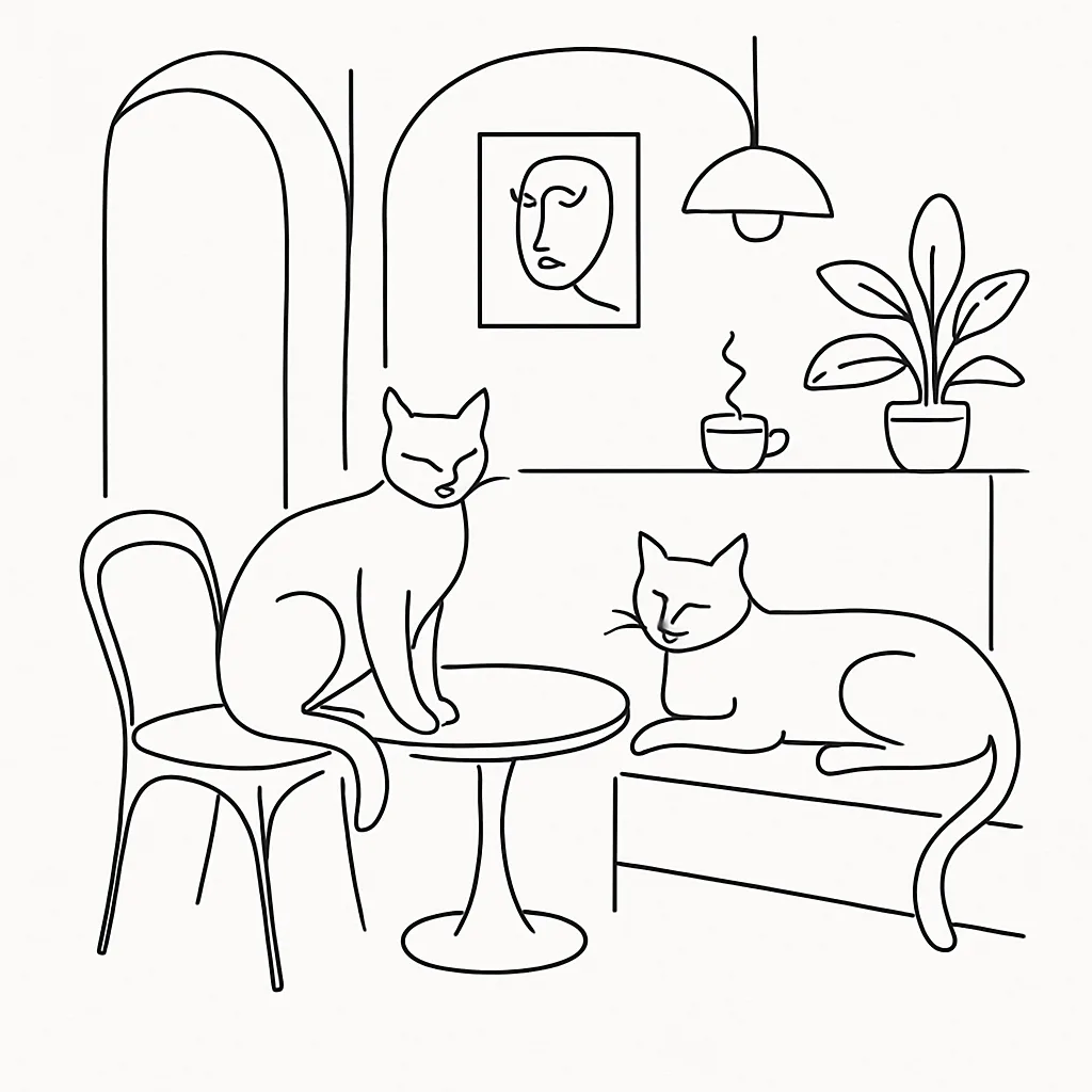 Lazy Cats Cafe AI illustration