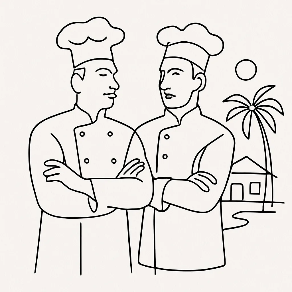 Two Chefs Karon Beach AI illustration