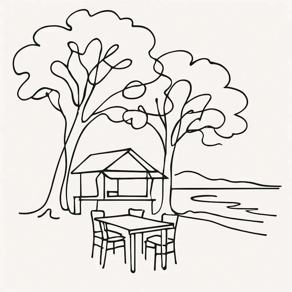 Ban Rimlay Restaurant AI illustration