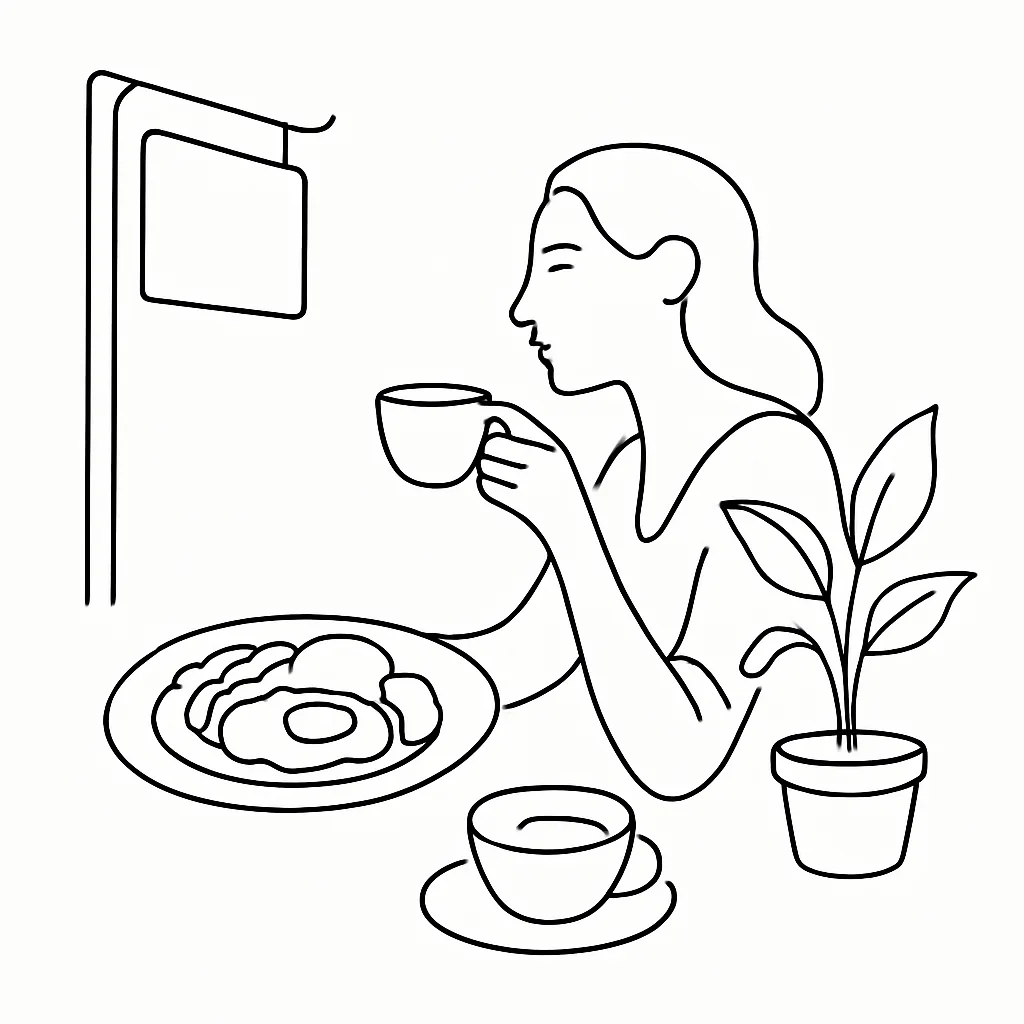 Poached Breakfast Cafe Rawai AI illustration