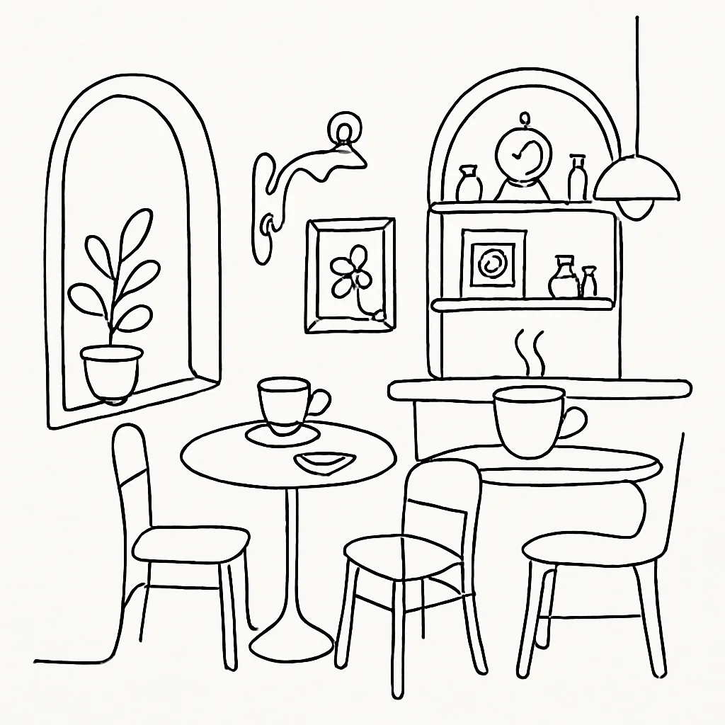 The Neighbors Cafe AI illustration