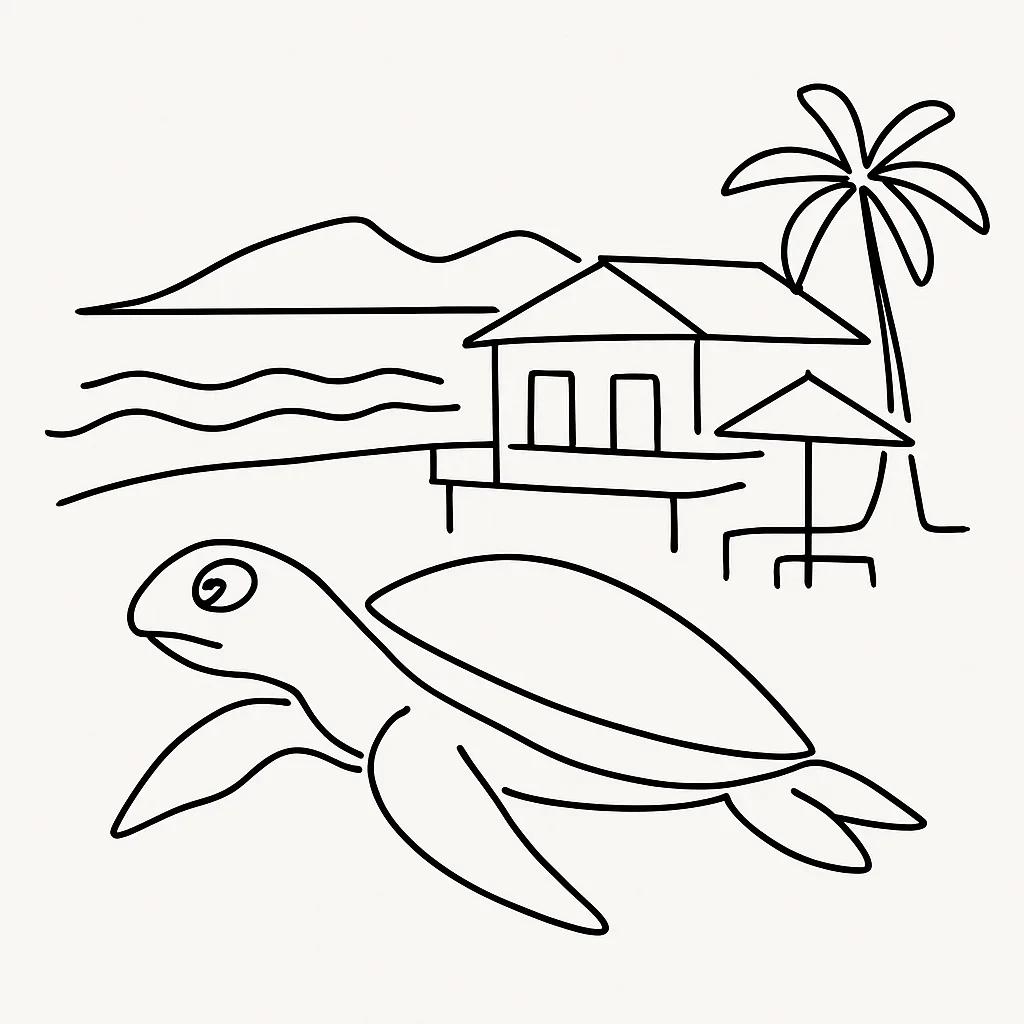 Turtle Beach Resort and Restaurant AI illustration
